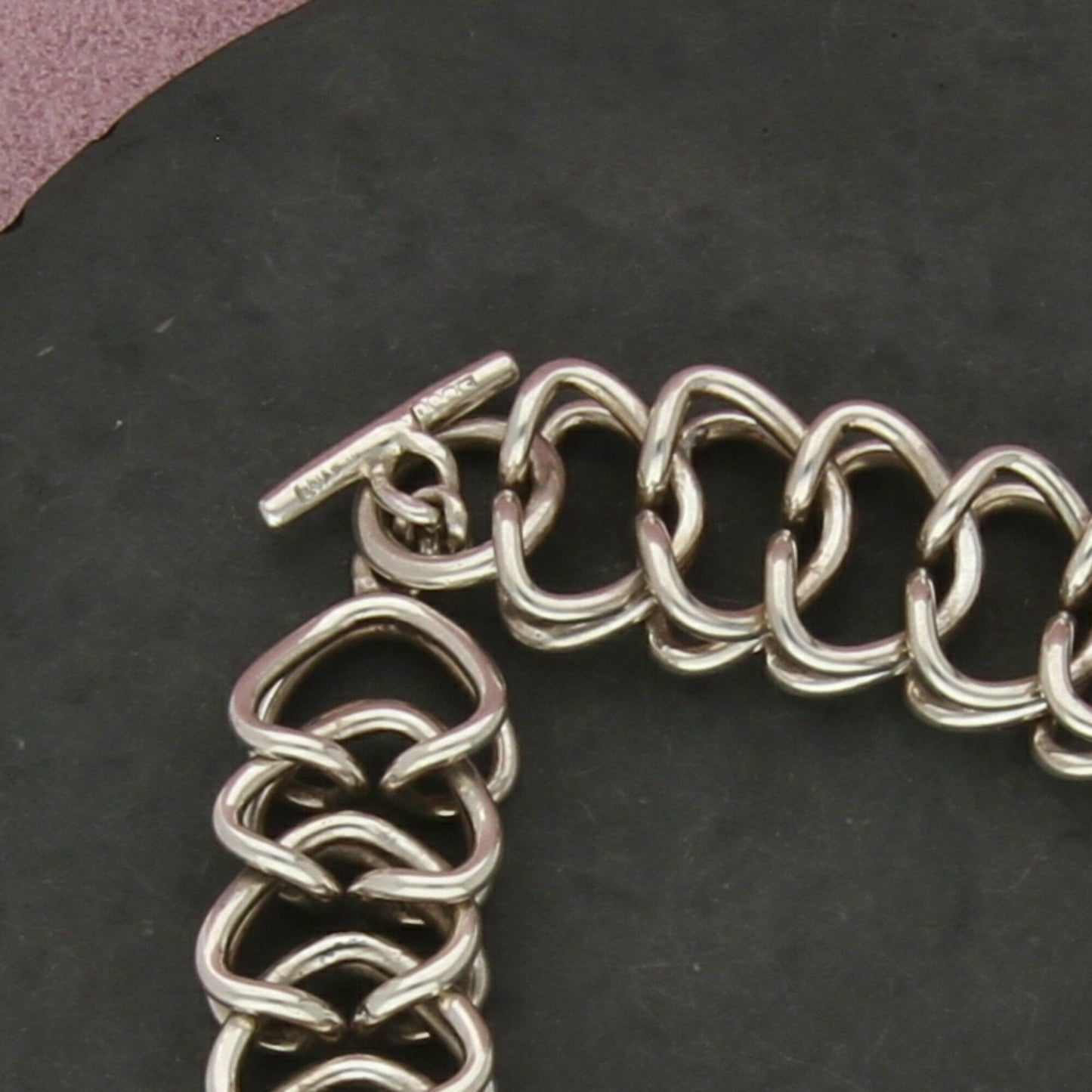 sterling silver 15mm unique link chain toggle bracelet size 7in