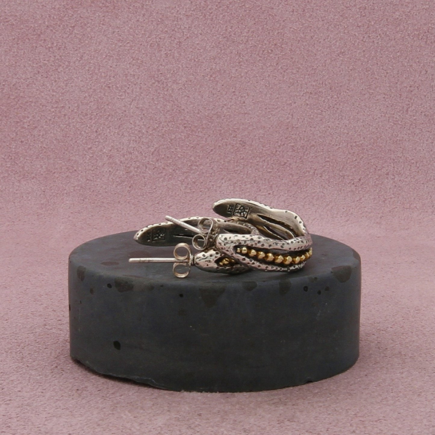 grace & heart sterling silver textured two-tone hoop earrings
