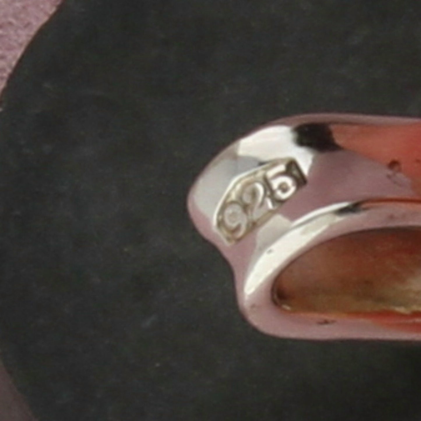 sterling silver elongated concave slider pendant