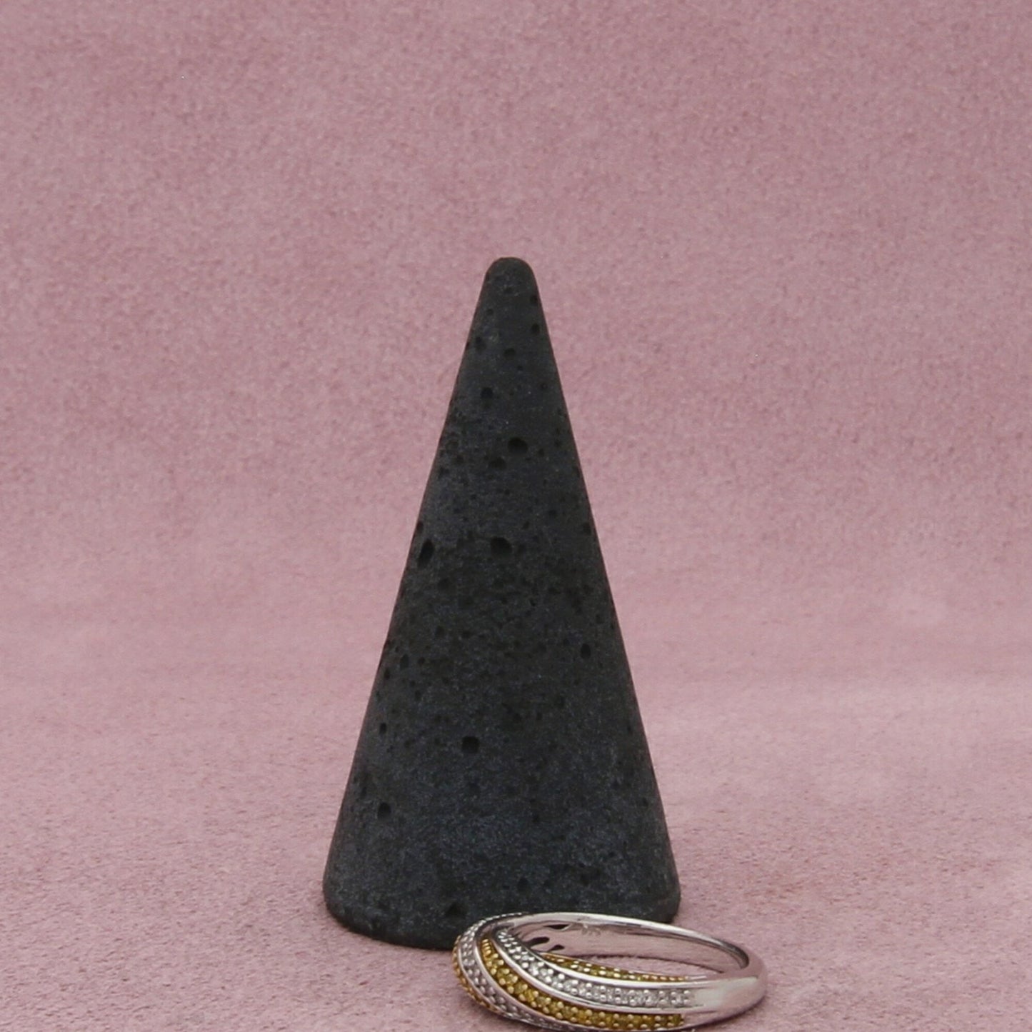 affinity sterling silver yellow & white diamond band ring size 5.75