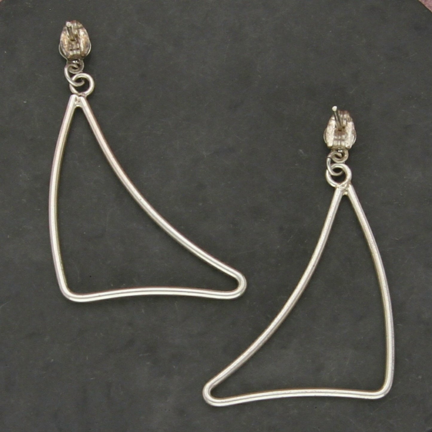 sterling silver vintage modernist geometric dangle post earrings