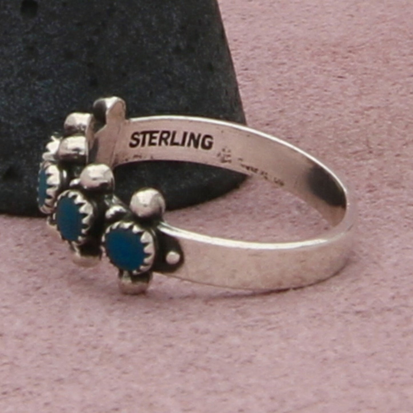 sterling silver southwestern beaded turquoise ring size 8.5