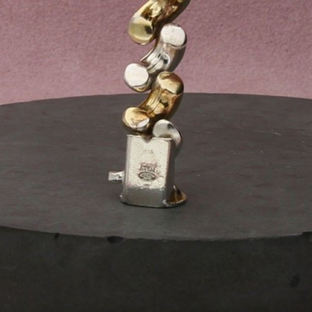 Sterling Silver Italy Two Tone Polished San Marco Link Bracelet Size 7.5in