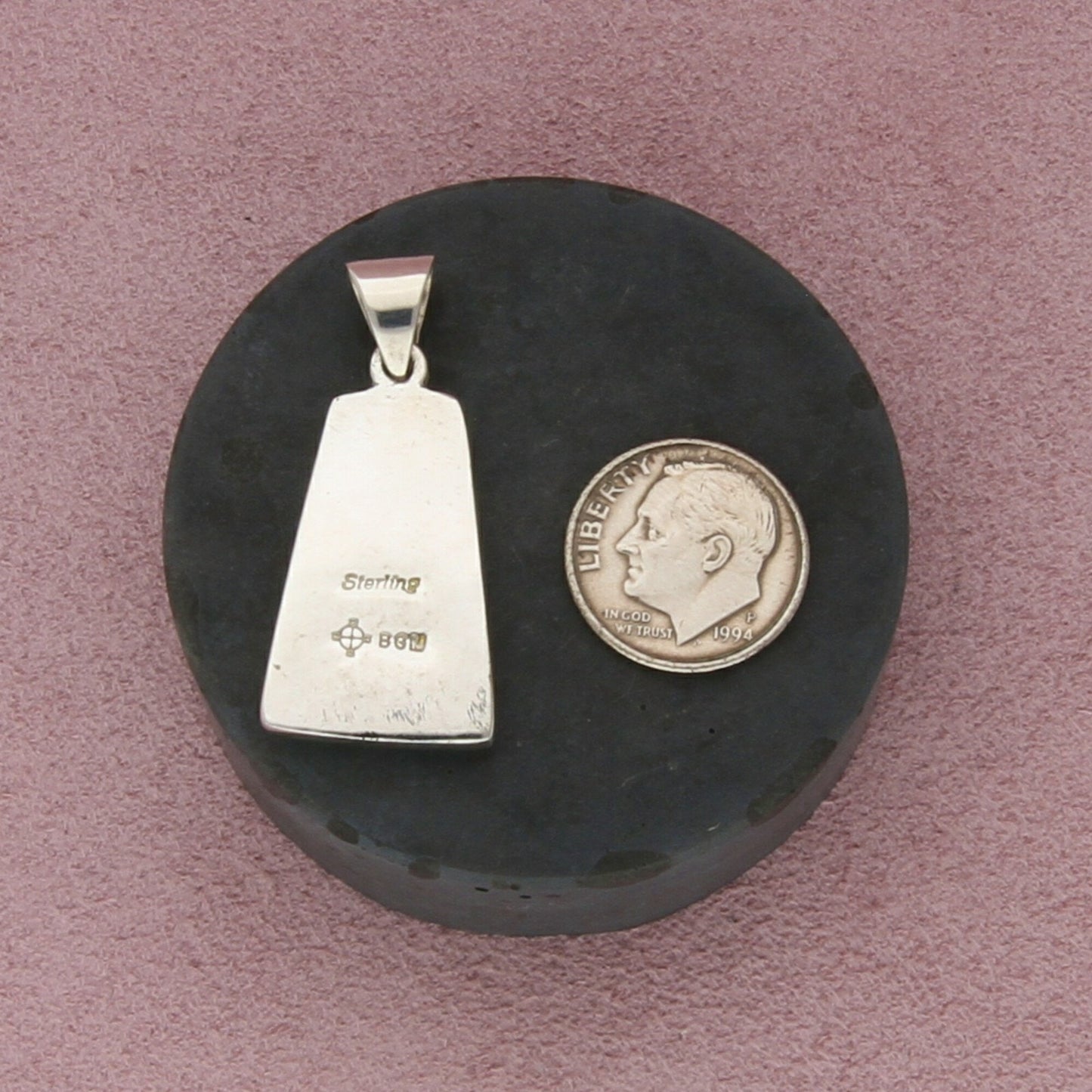 zuni sterling silver vintage turquoise inlay pendant