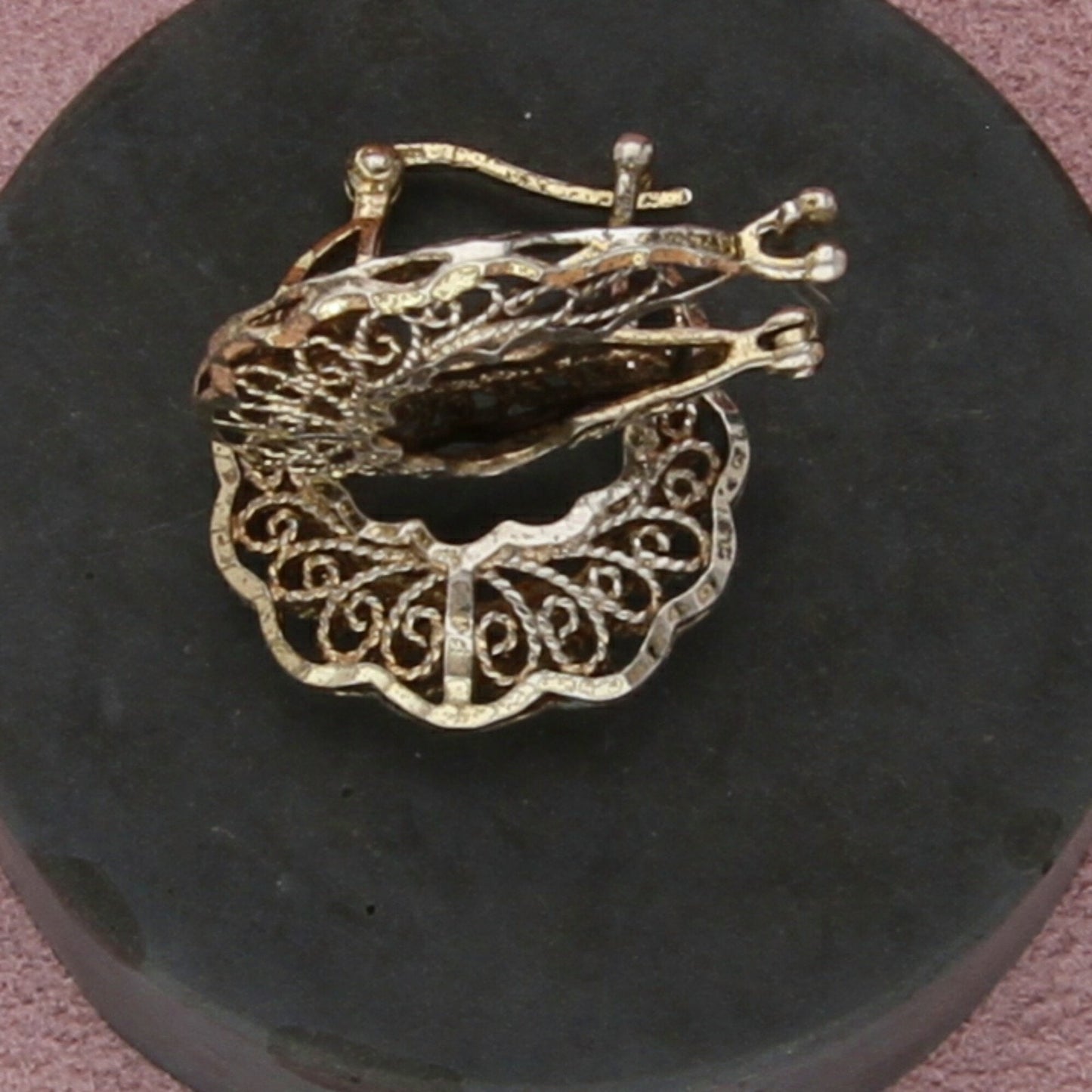sterling silver vintage filigree snap-post earrings