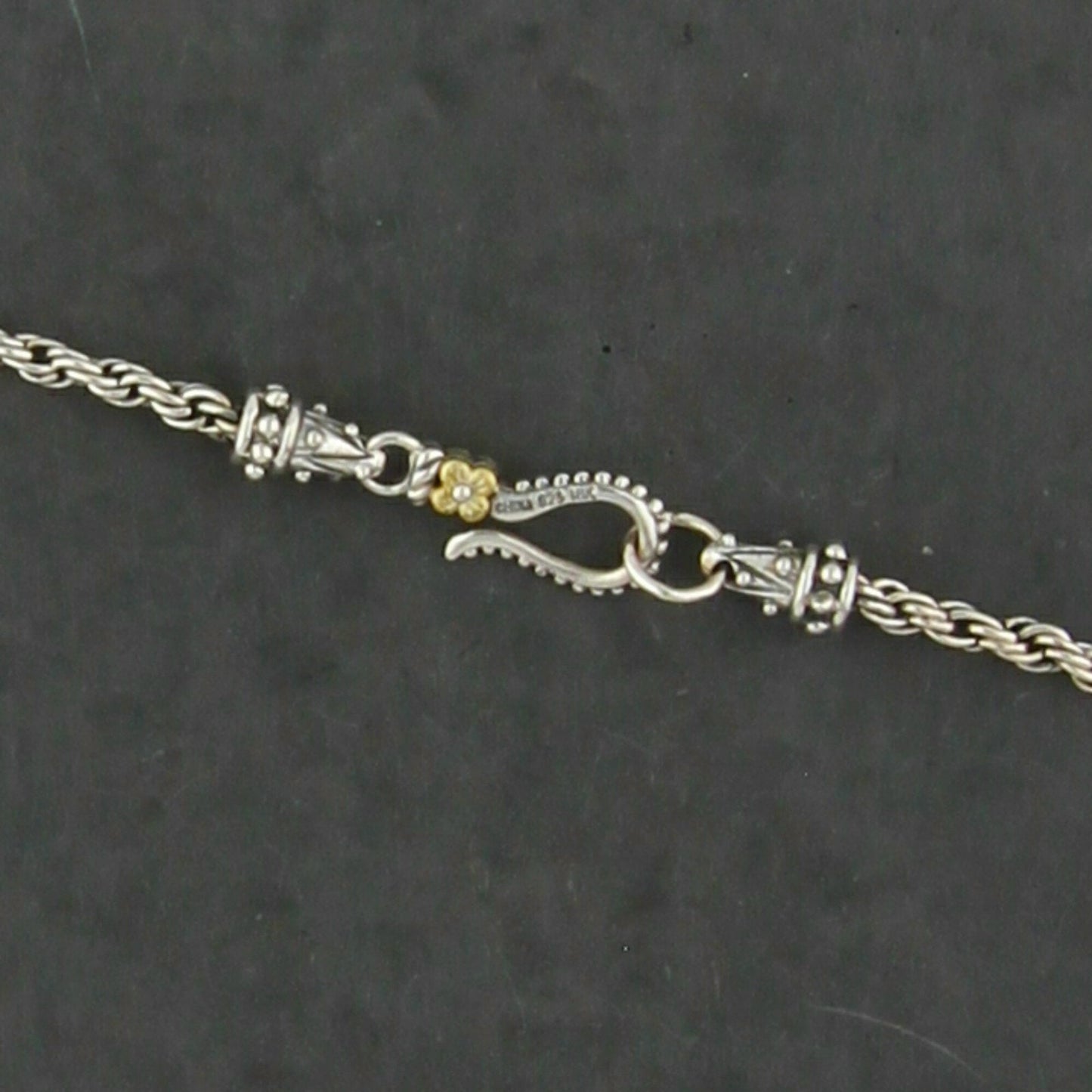 barbara bixby sterling silver & 18k gold rope chain necklace size 16in