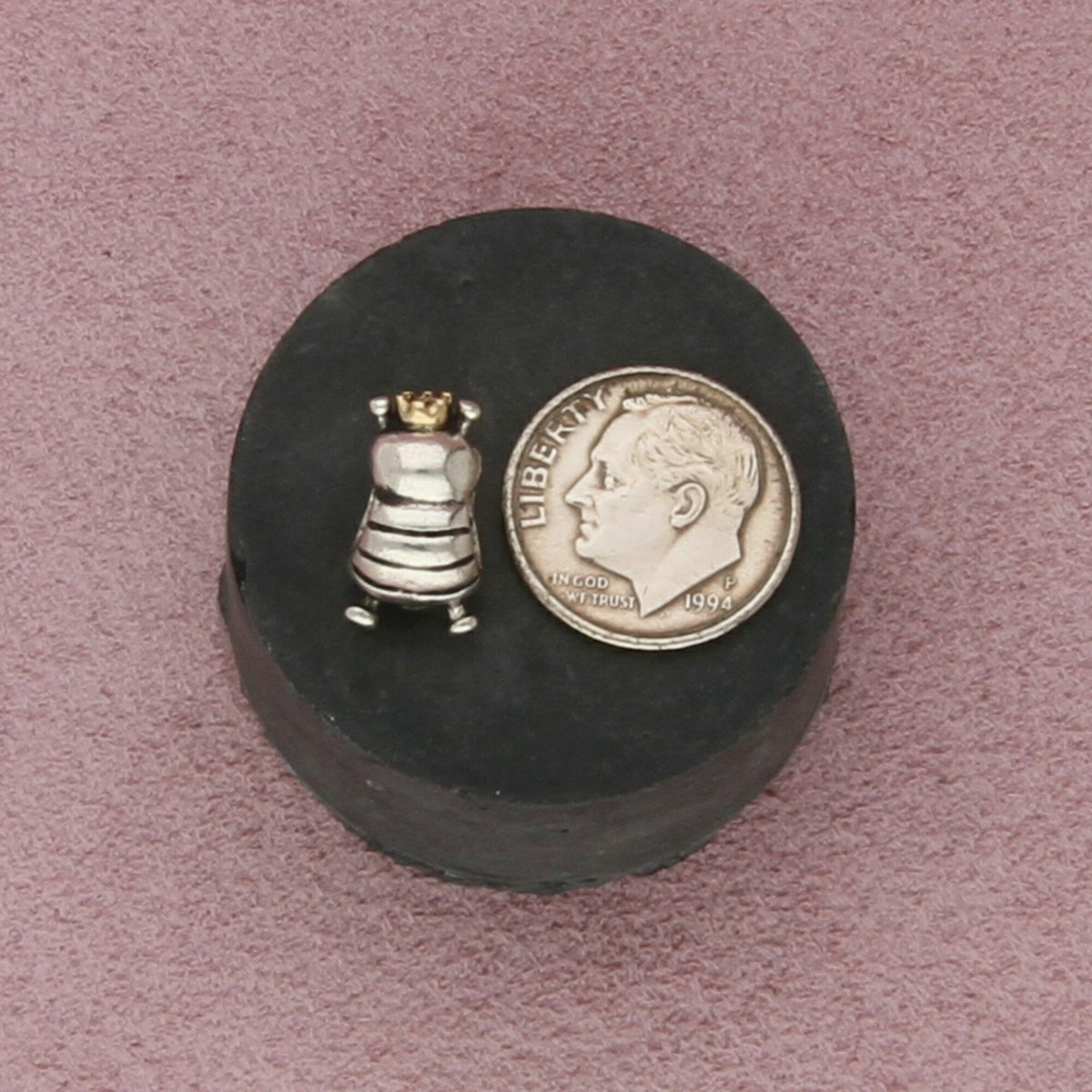 pandora sterling silver & 14k gold authentic queen bee bead (790227) charm