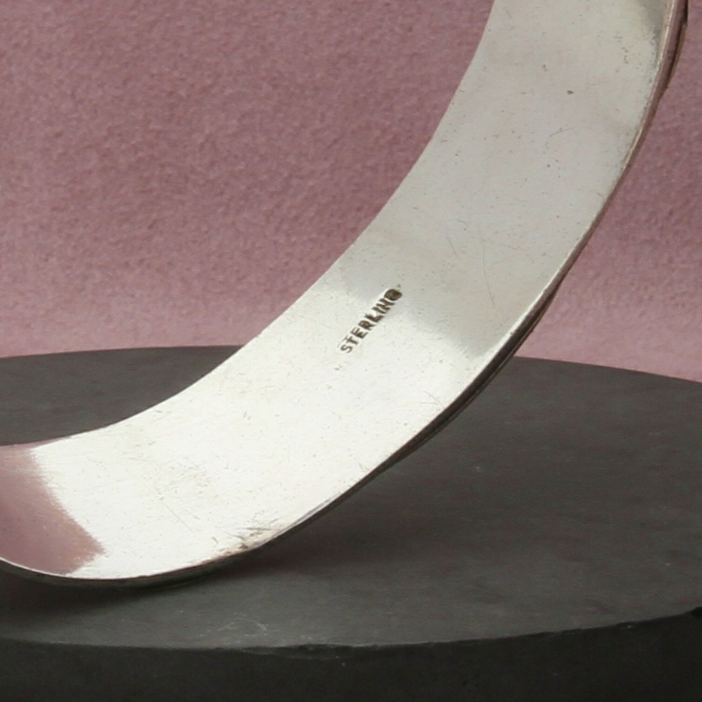 sterling silver vintage tribal overlay id cuff bracelet size 6.25in
