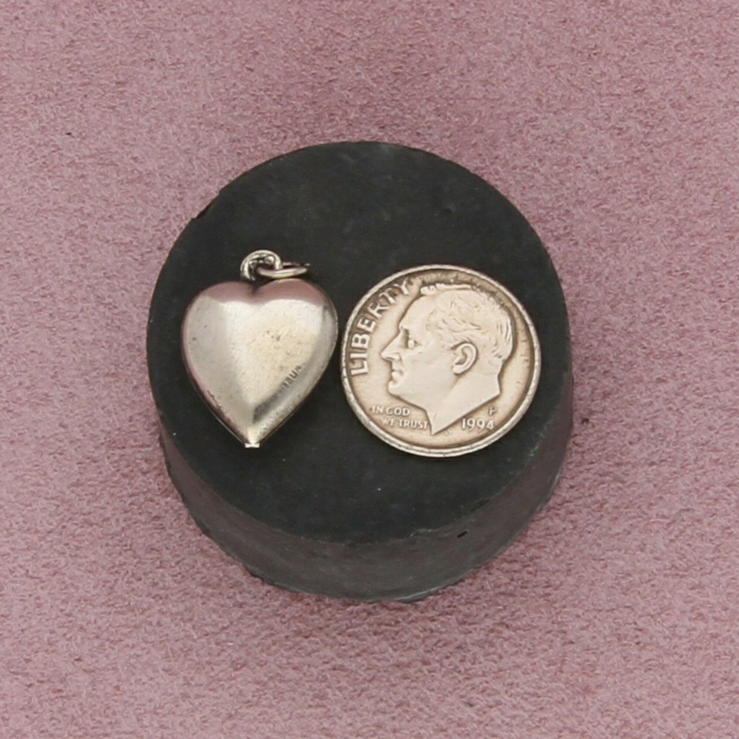sterling silver vintage wwii grape bunch sweetheart puffy heart charm pendant