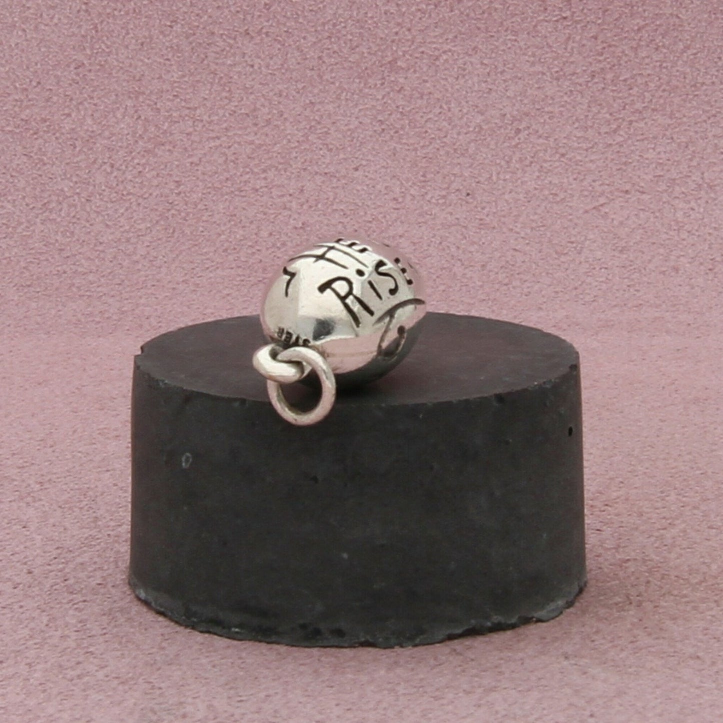 sterling silver vintage he is risen easter egg charm pendant