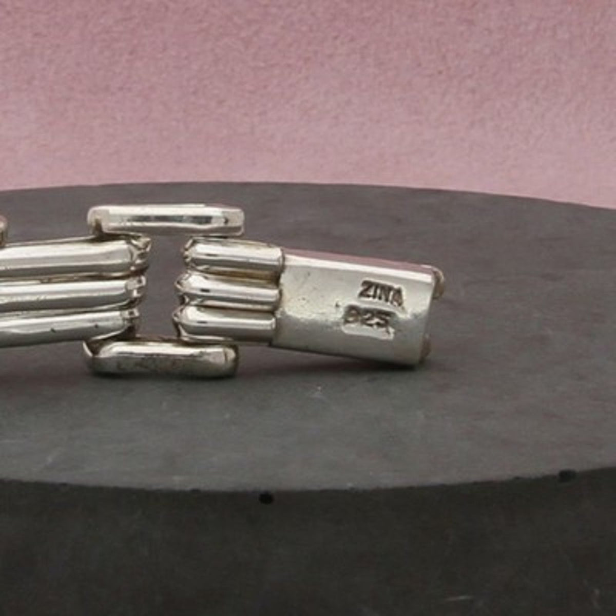 Zina Sterling Silver Vintage Geometric Bar Link Chain Bracelet Size 7in