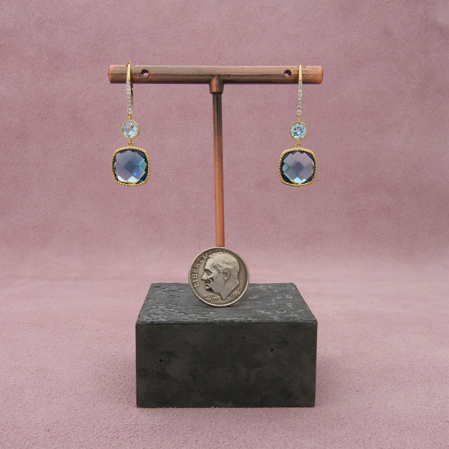 sloane street 18k yellow gold sky & london blue topaz diamond accents earrings