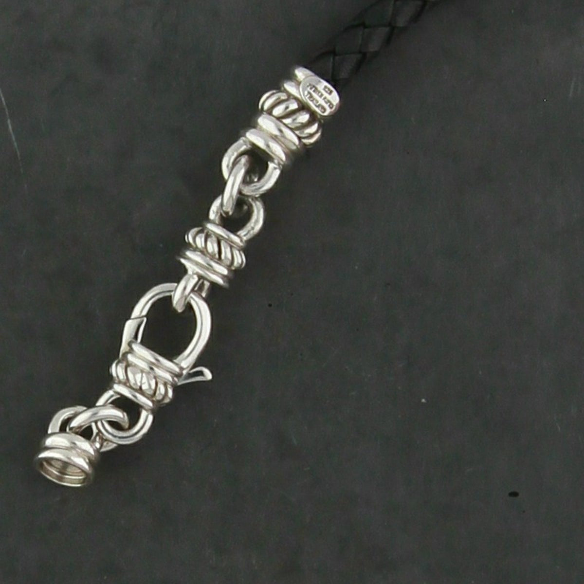 Judith Ripka Sterling Silver 7mm Black Leather Braided Magnetic Necklace 18in