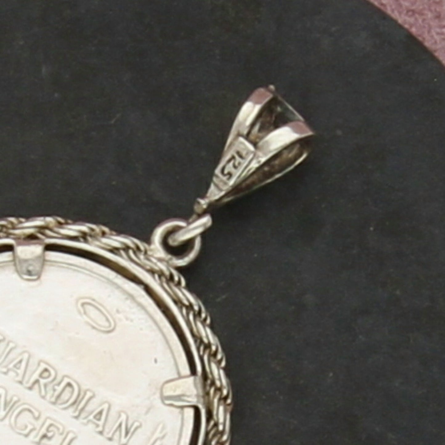 sterling silver vintage guardian angel pendant