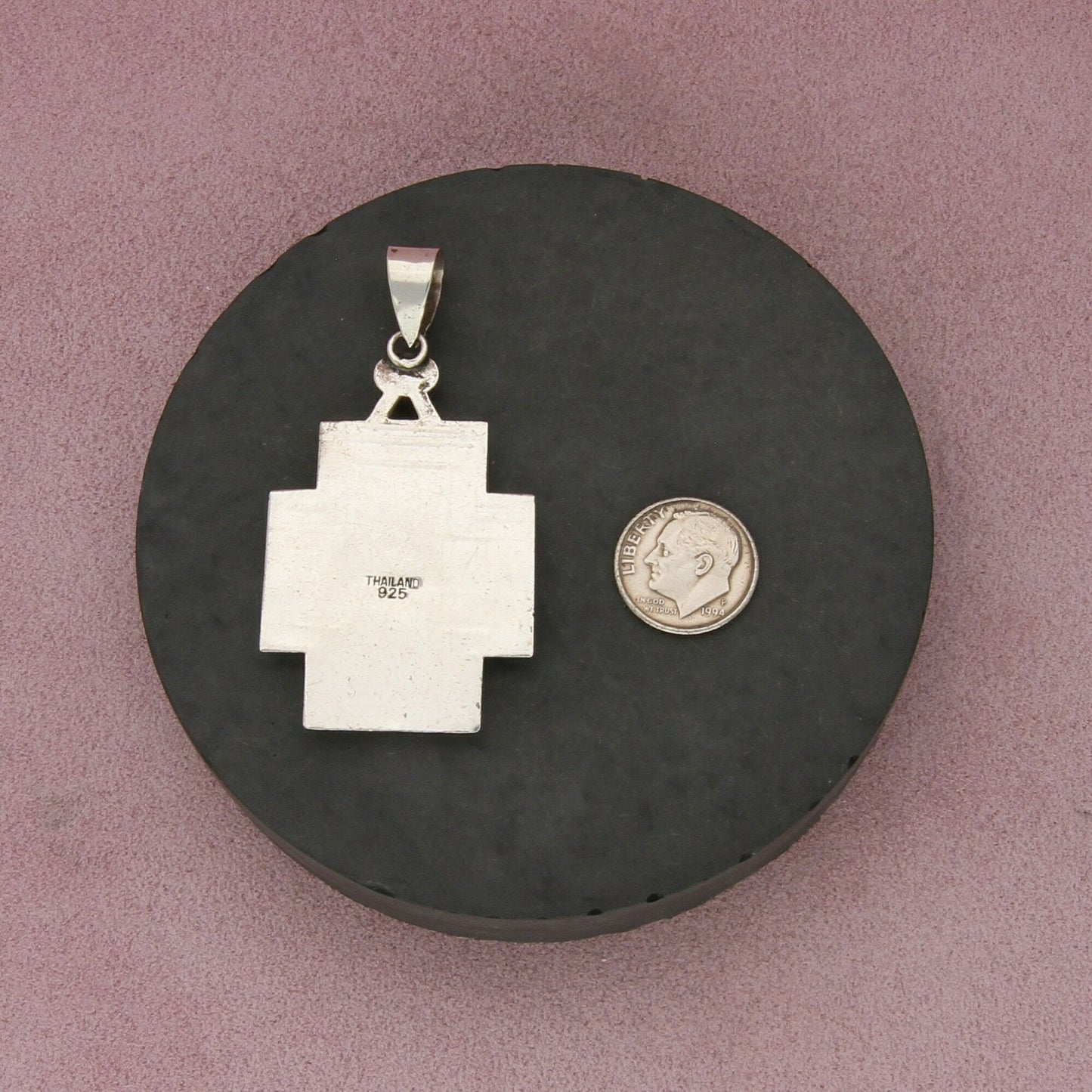 sterling silver large rhodochrosite cross pendant