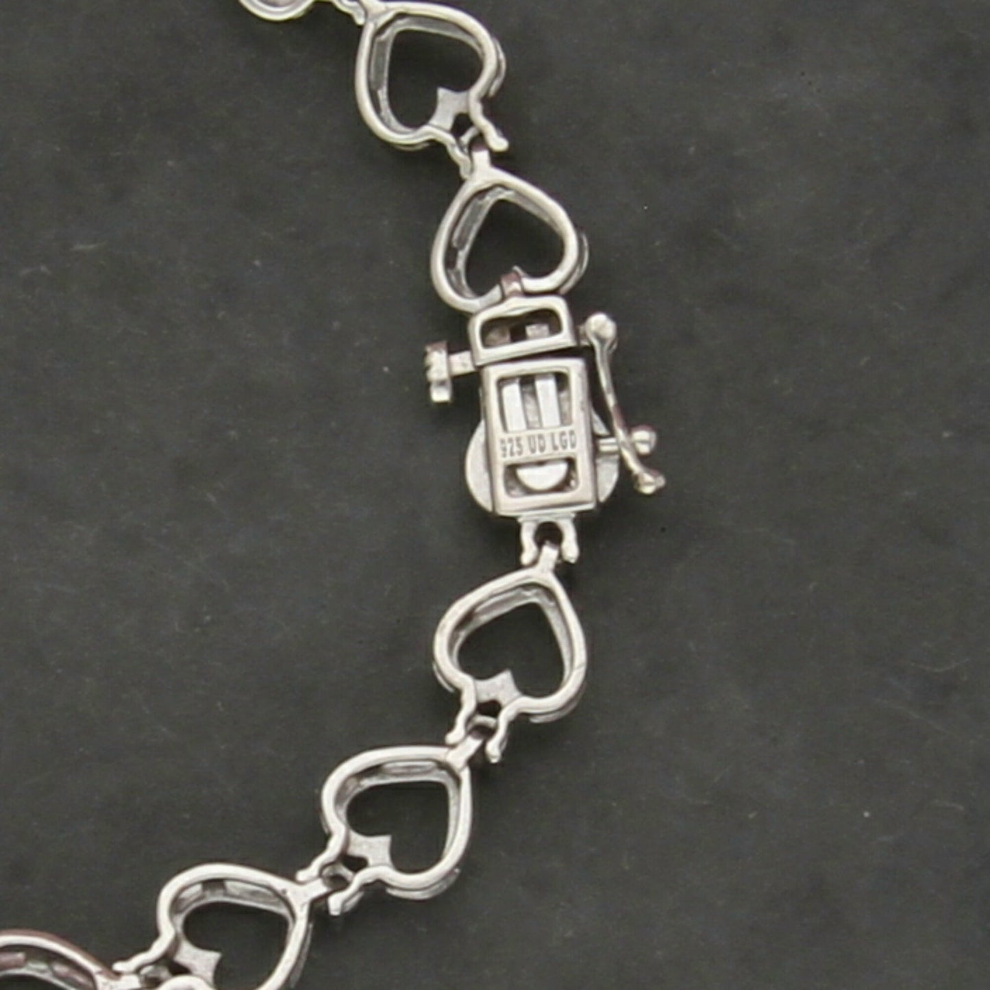 sterling silver diamond accent heart link tennis bracelet size 7in