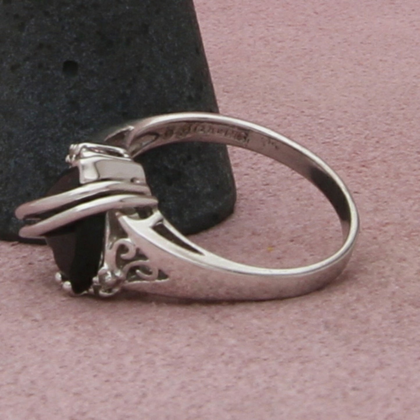 sterling silver black tourrmaline heart ring size 9