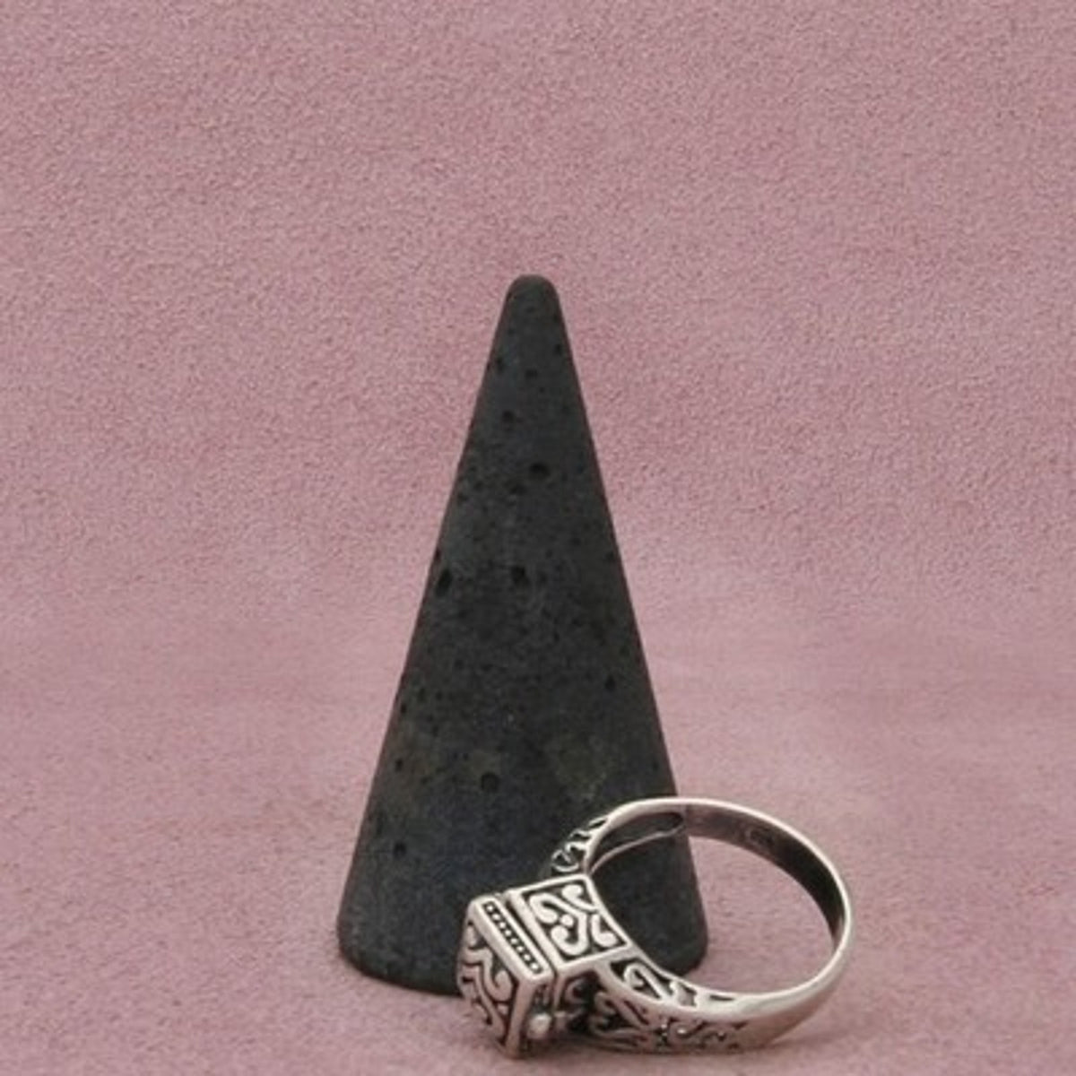 Sterling Silver Scroll Poison Box Heart Motif Openwork Ring Size 7