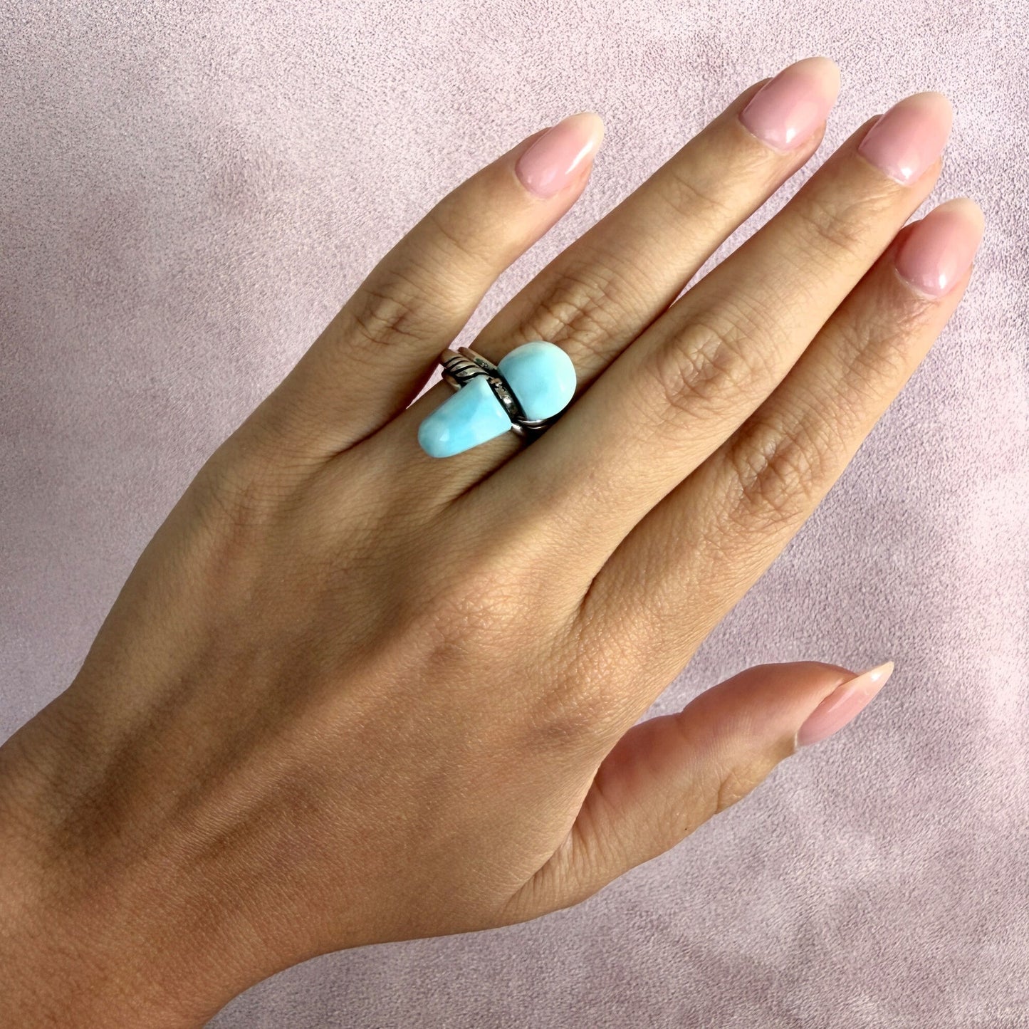 sterling silver unique artisan crafted blue larimar ring size 6