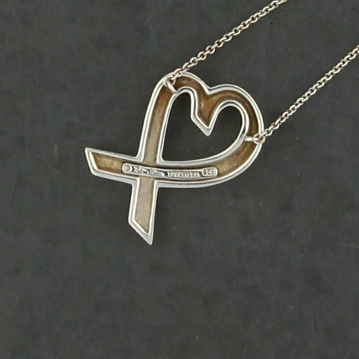 Tiffany & Co Sterling Silver Paloma Picasso Large Ribbon Heart Necklace 25in