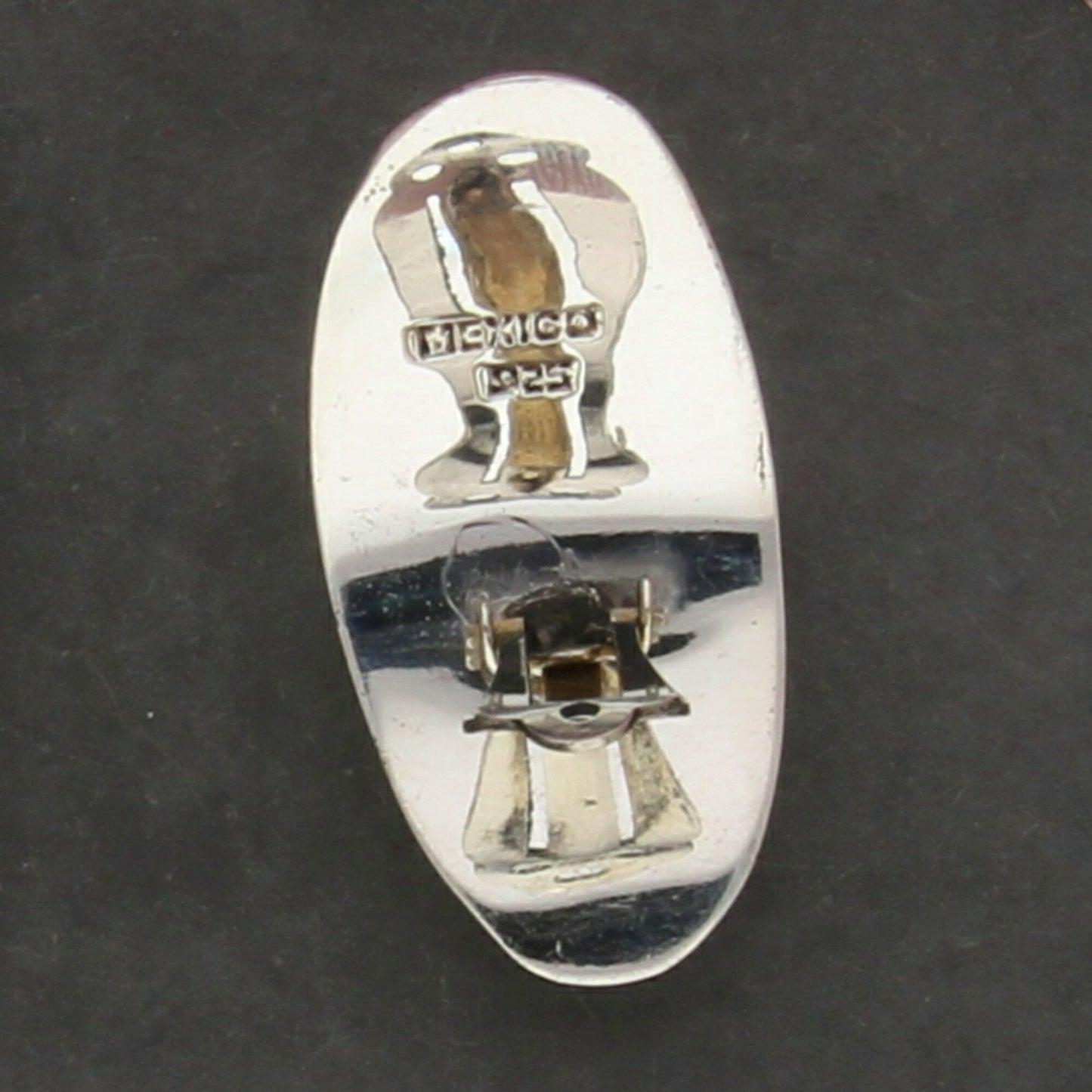 mexico sterling silver vintage modernist dome clip-on earrings