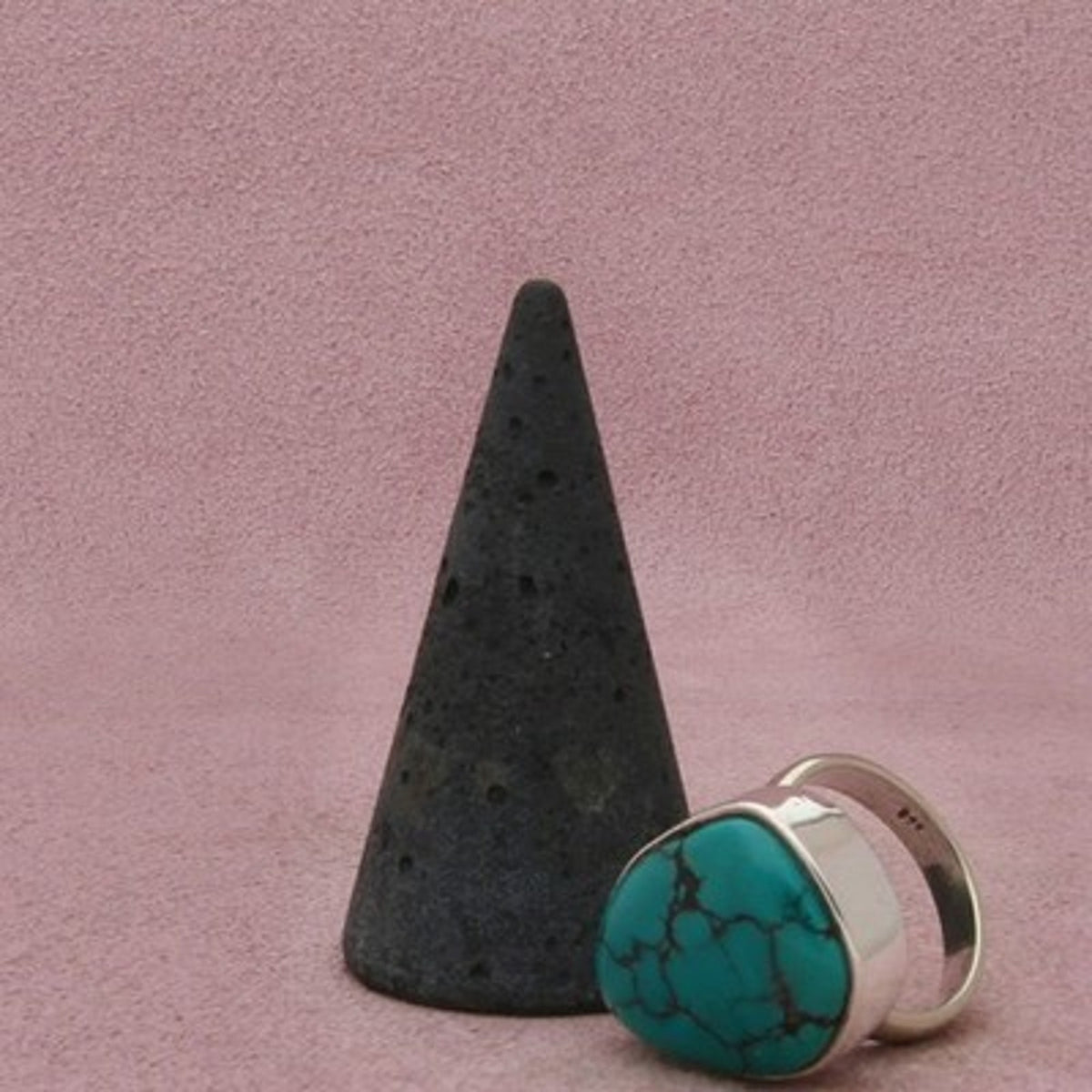 Sterling Silver Bezel-Set Freeform Turquoise Ring Size 7.25