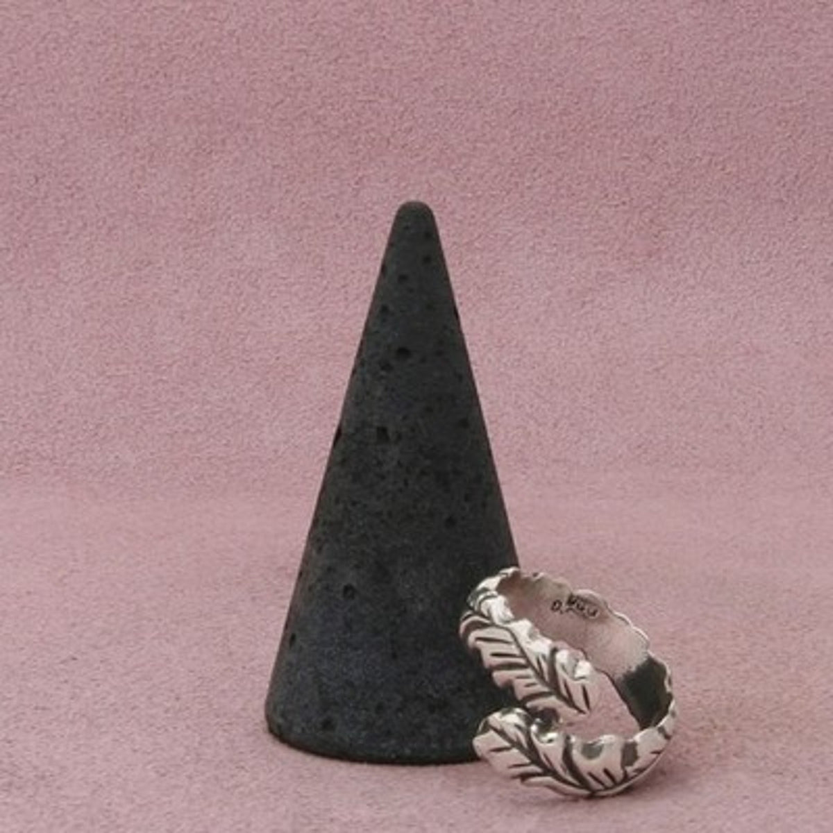 Sterling Silver Vintage Carved Leaf Bypass Ring Size 8