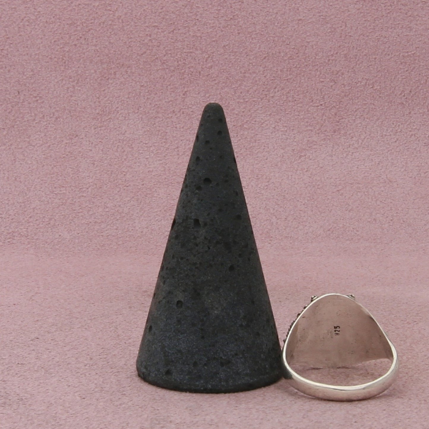 sterling silver & 18k gold bali beaded onyx ring size 8.5