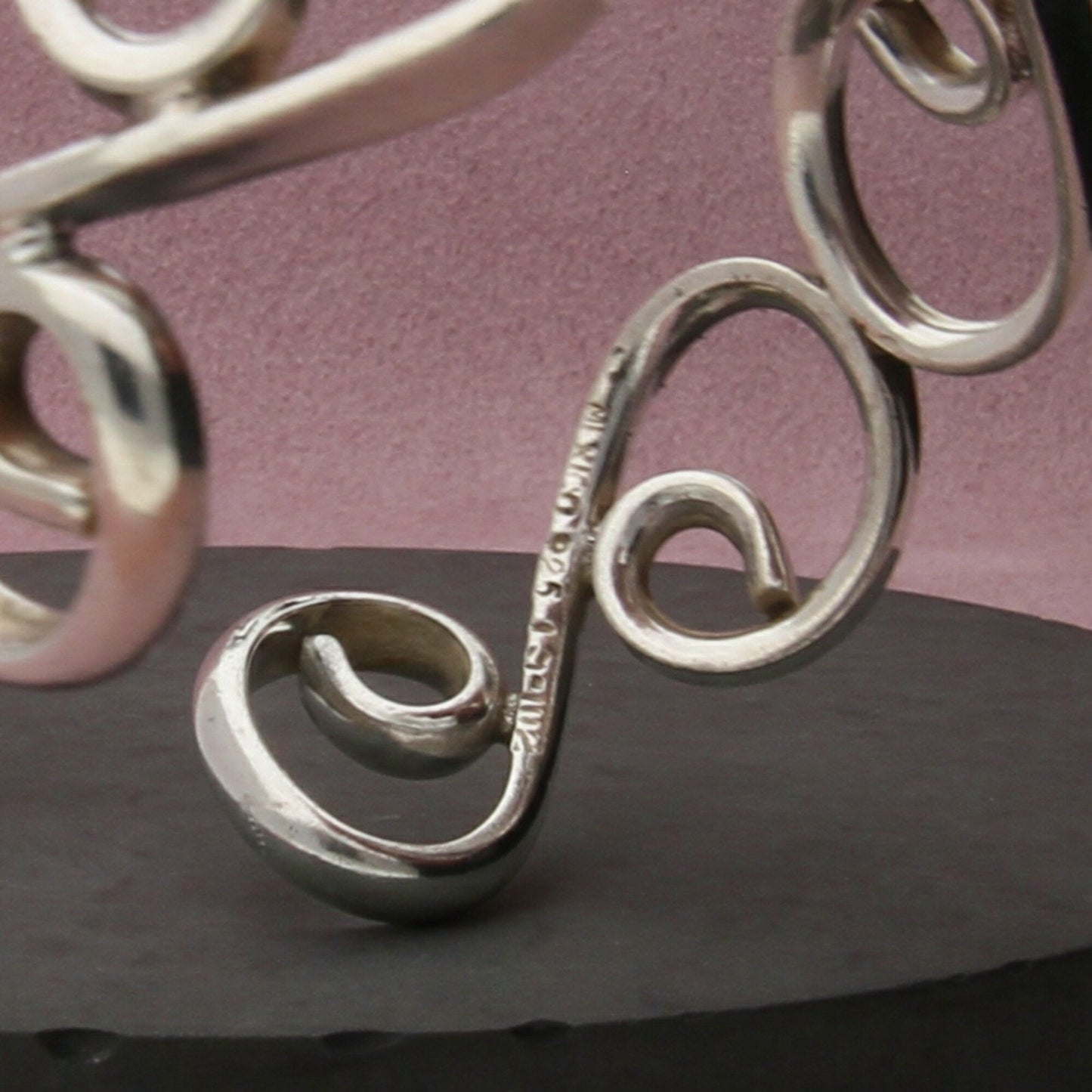 taxco mexico sterling silver vintage scroll cuff bracelet size 7in