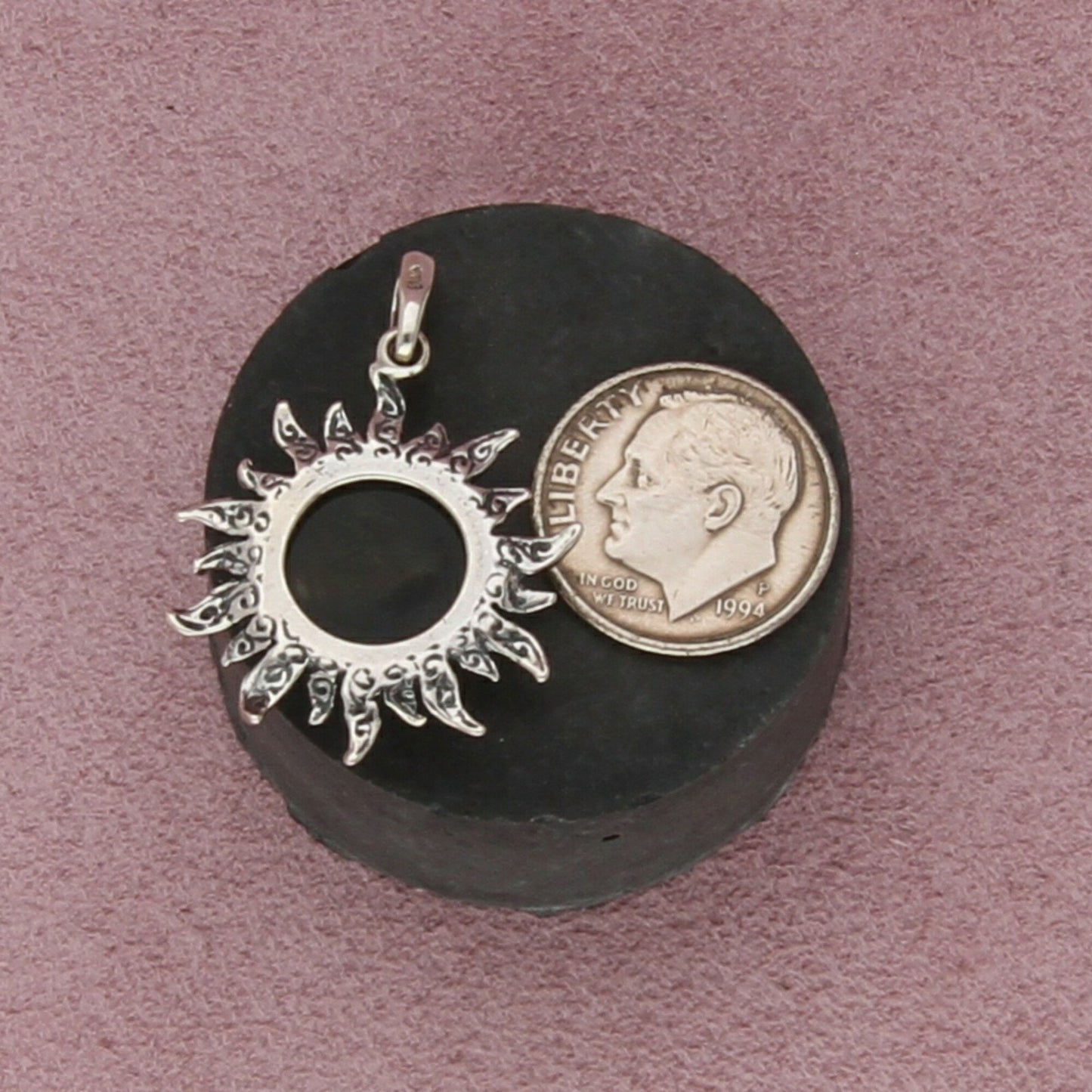 sterling silver vintage amber celestial sun pendant