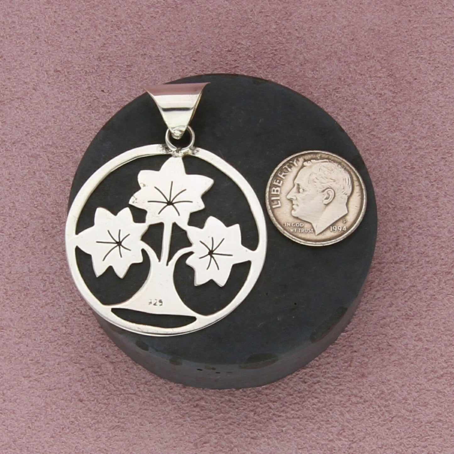 sterling silver vintage floral pendant