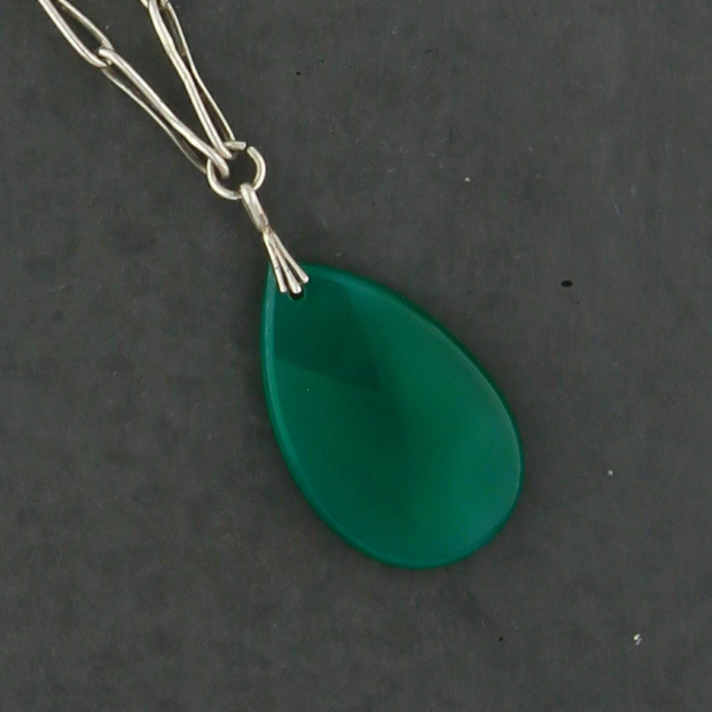 sterling silver vintage aventurine drop necklace size 24in