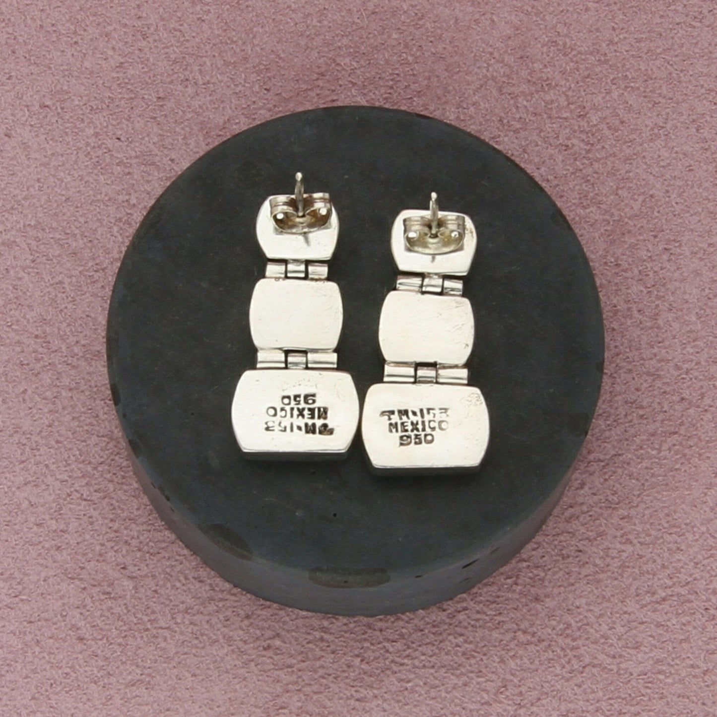 taxco mexico sterling silver vintage black onyx post earrings
