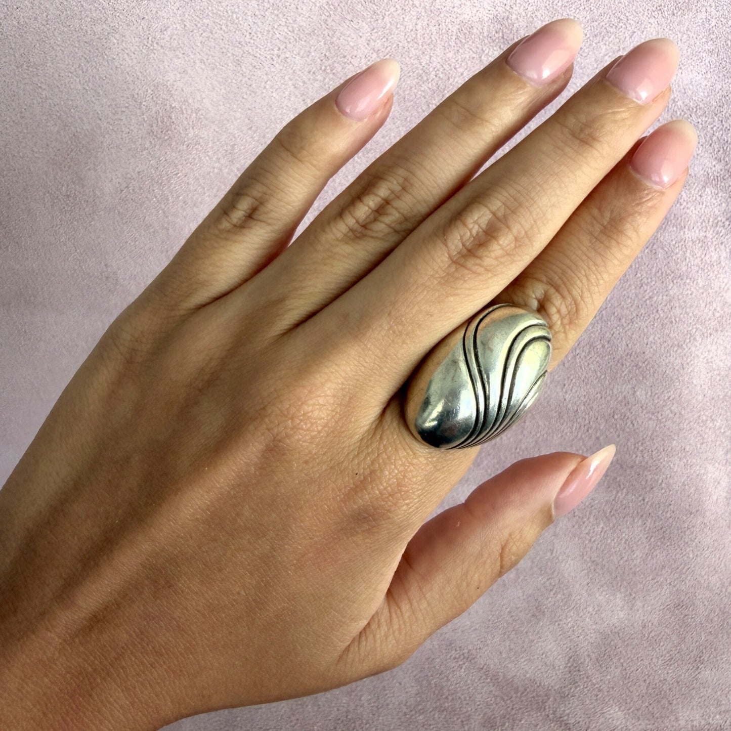 kabana sterling silver vintage elongated wavy dome ring size 6