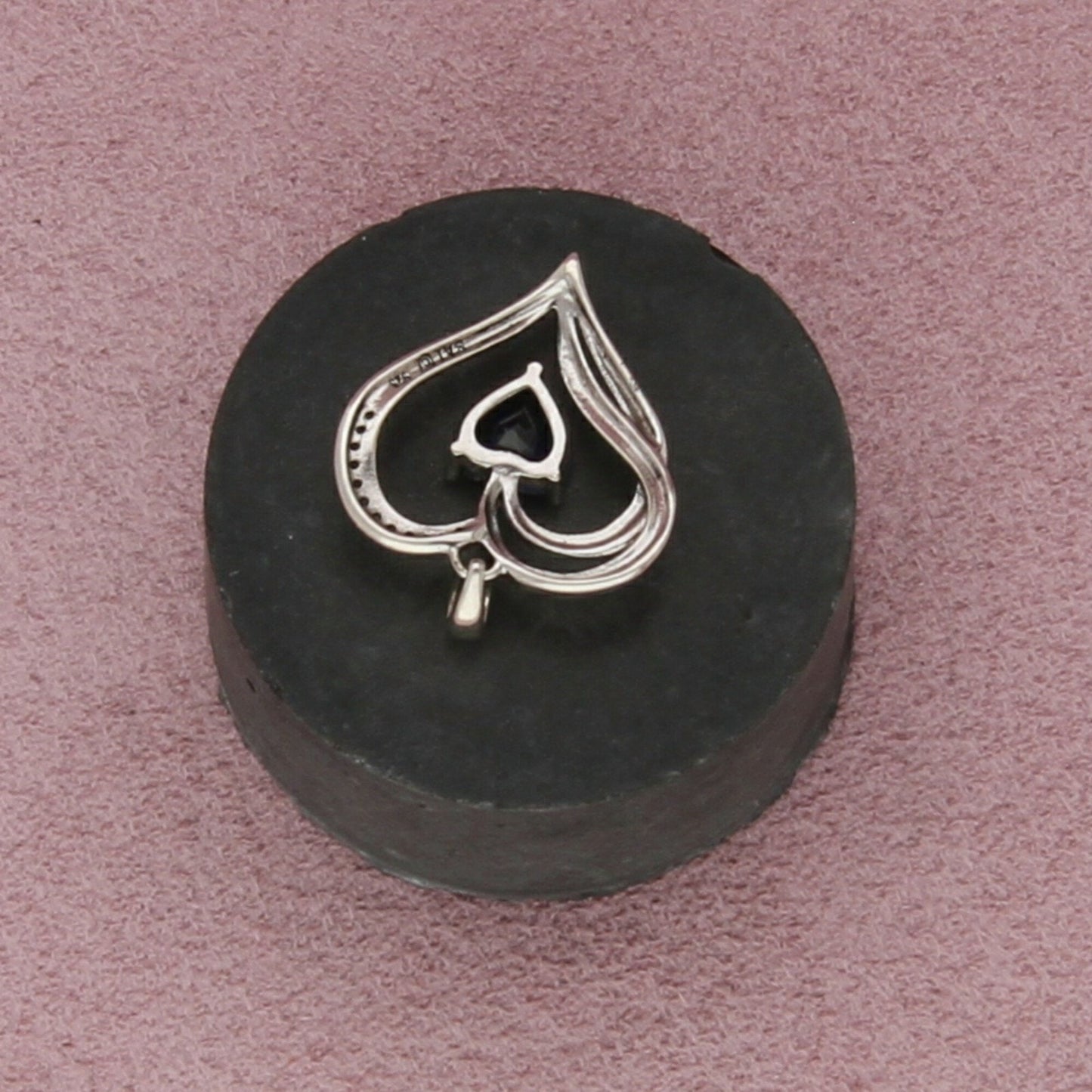 sterling silver diamond accent & sapphire heart pendant