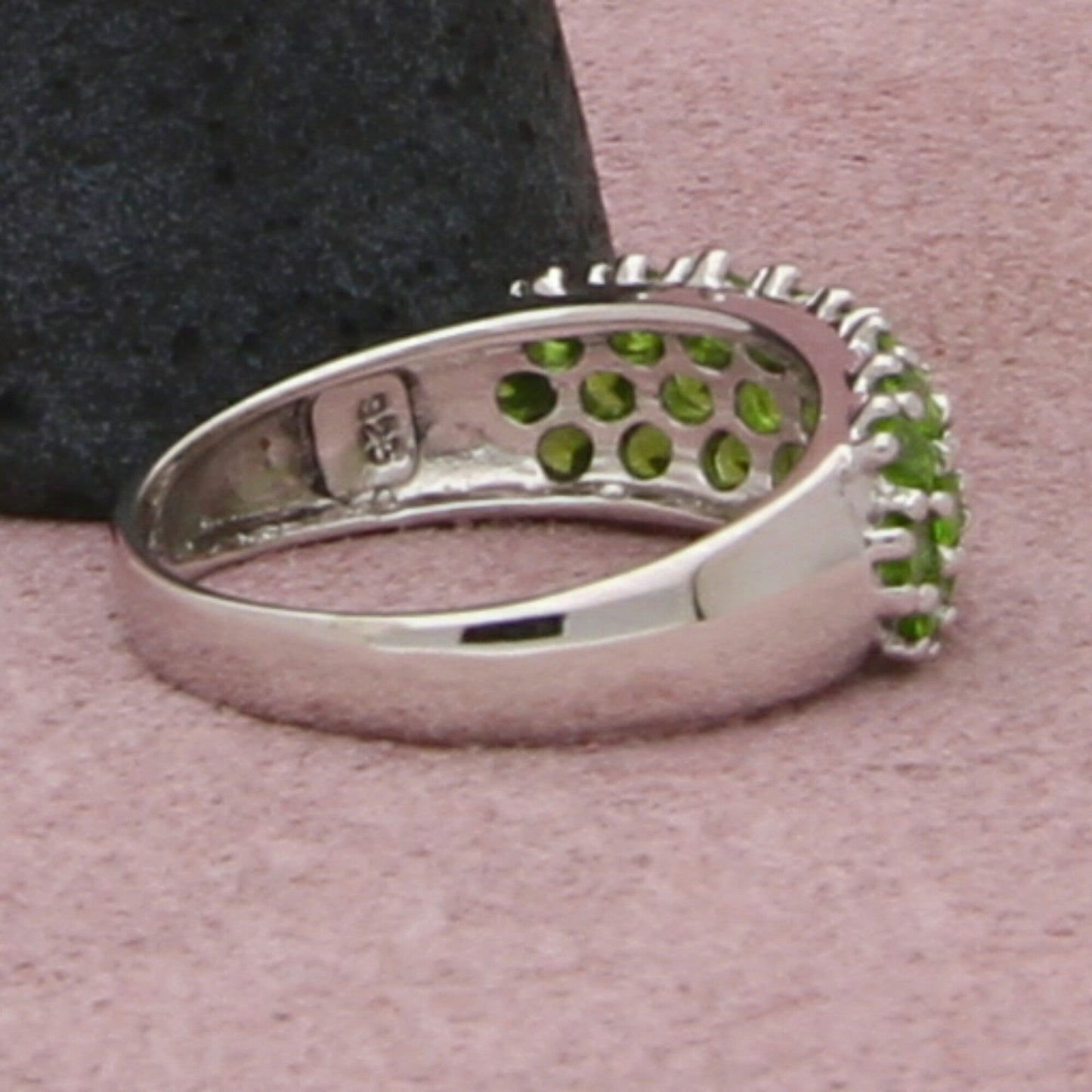 sterling silver pave green cz ring size 7.75