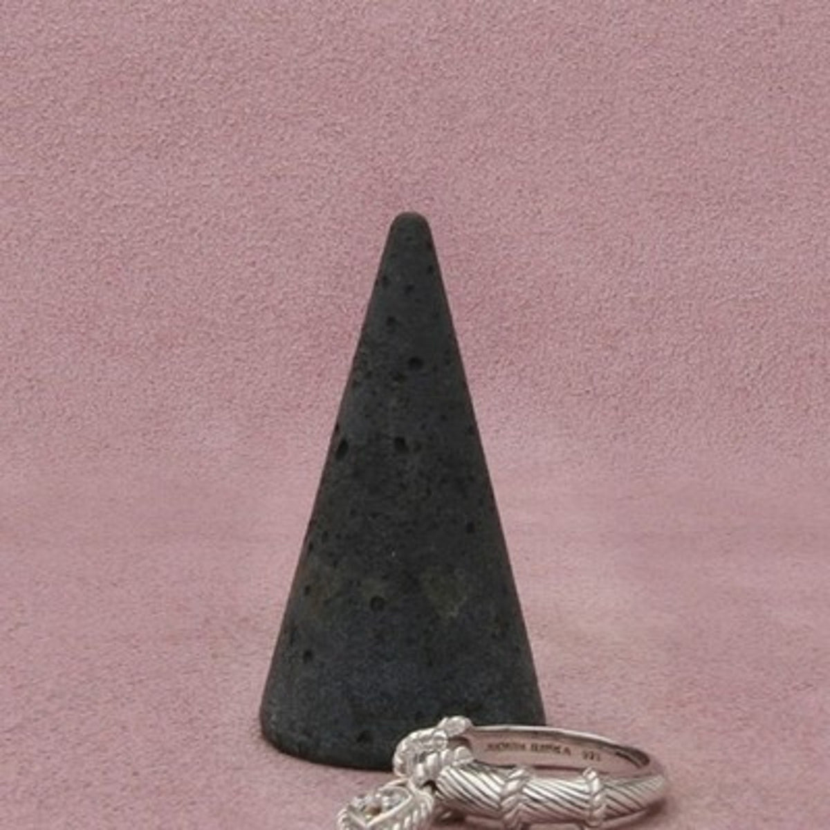 Judith Ripka Sterling Silver Diamonique C Z Heart Dangle Rope Band Ring Size 7
