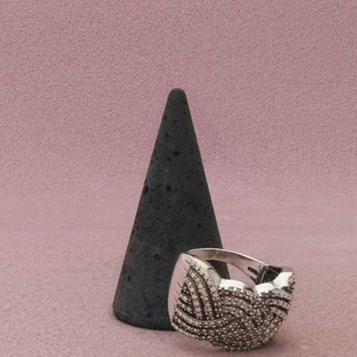 Chuck Clemency Sterling Silver Diamond Interwoven Openwork Ring Size 9.25