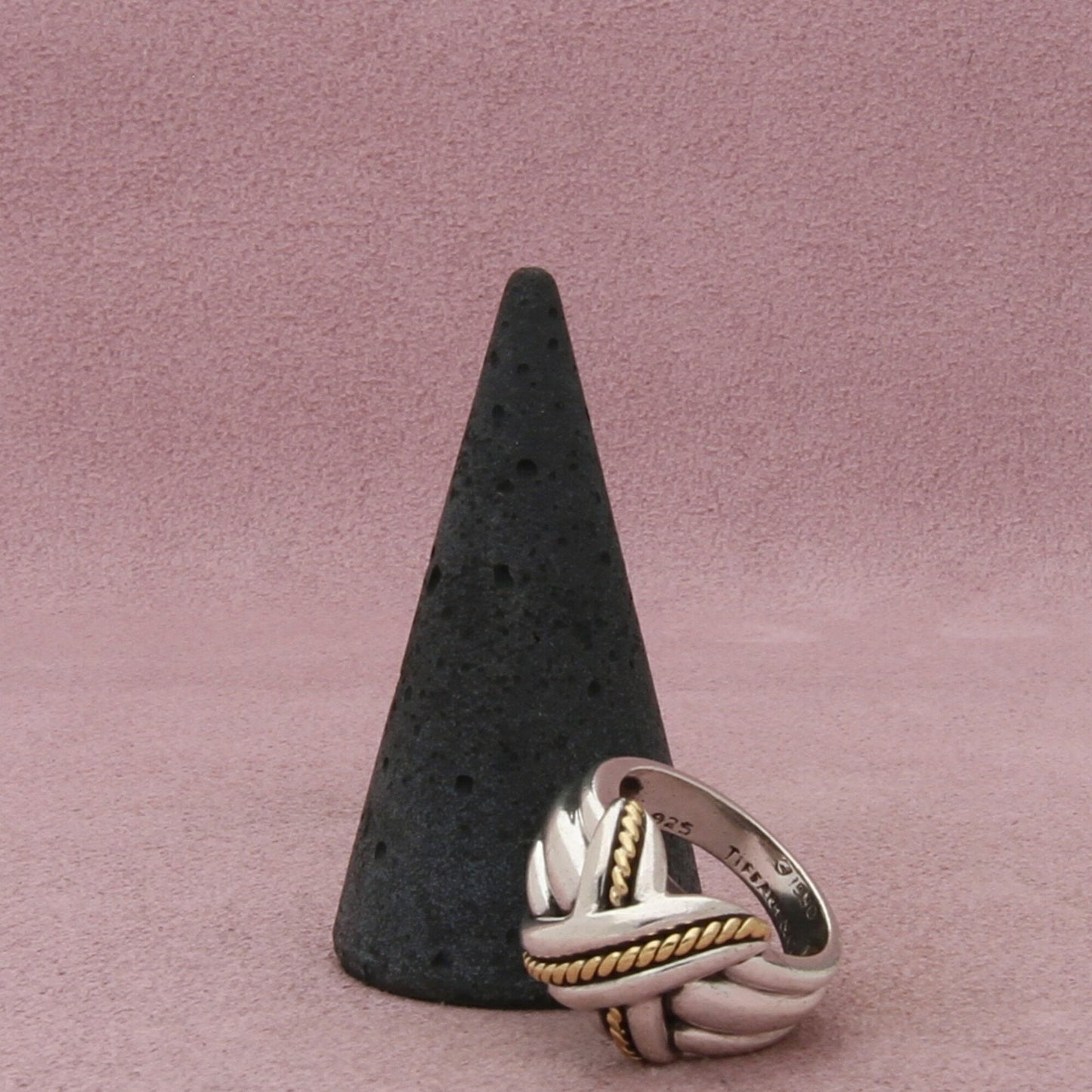 tiffany & co sterling silver & 18k gold vintage x crossover ring size 6.5