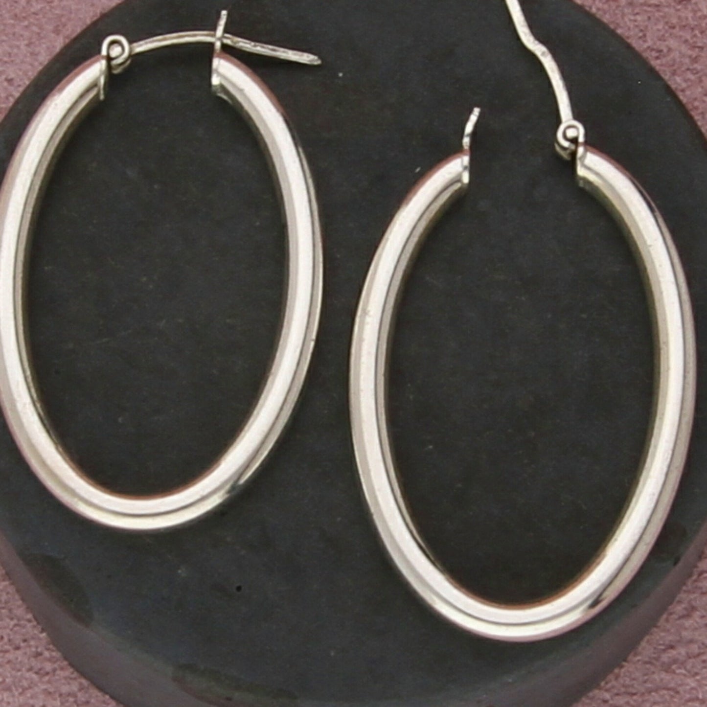 sterling silver oval snap-post hoop earrings