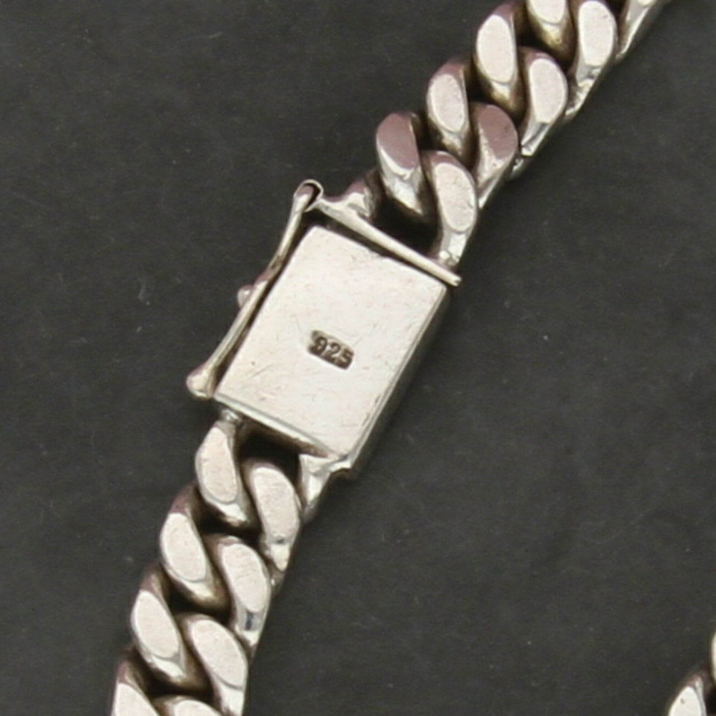 sterling silver mens vintage cuban link chain bracelet size 8in