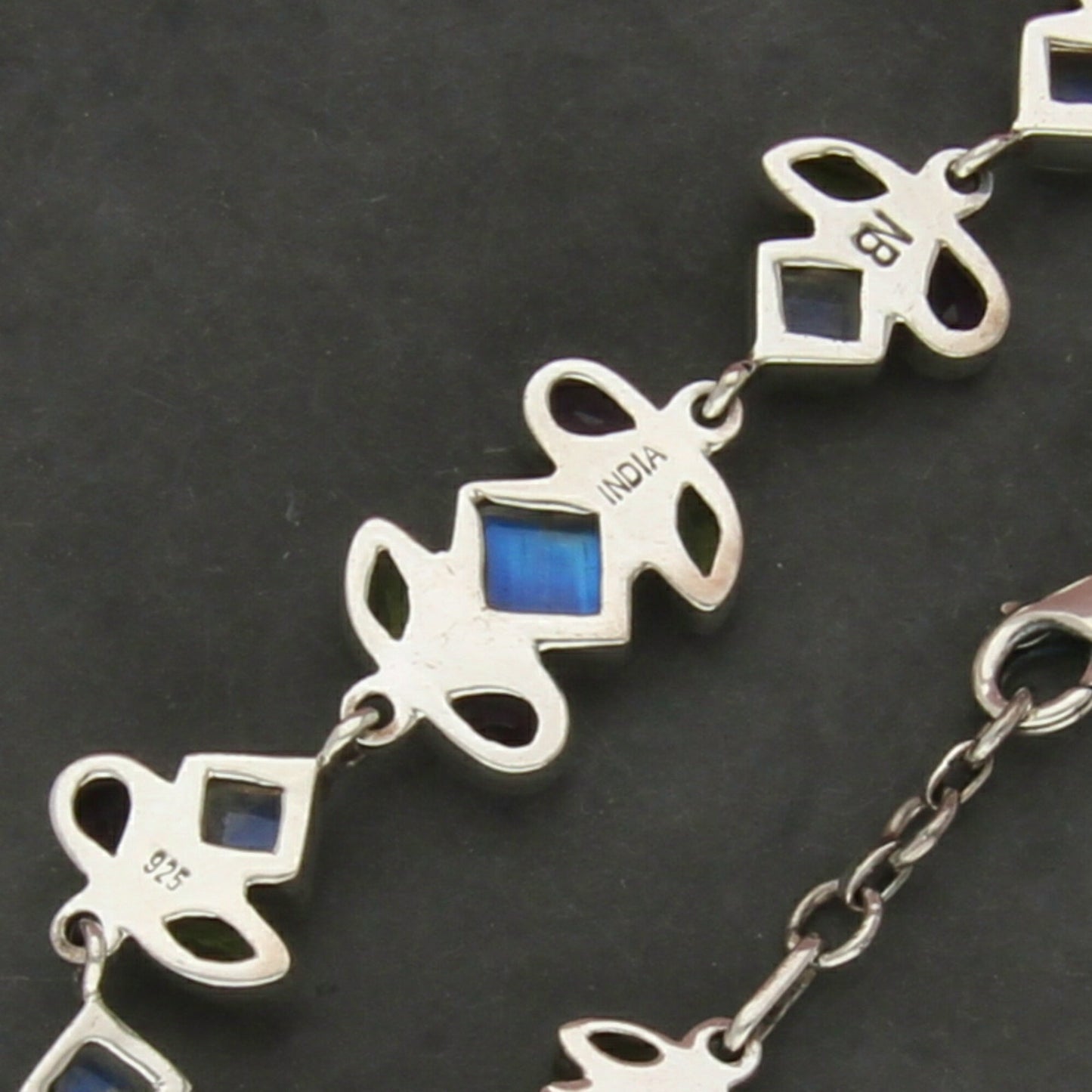 nicky butler sterling silver moonstone amethyst & peridot bracelet size 7.5in