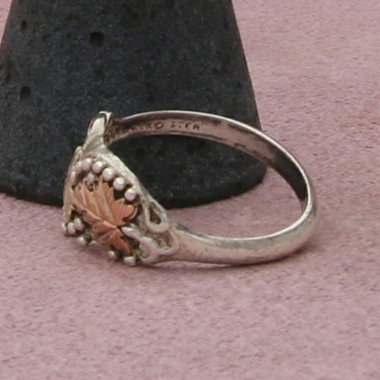 black hills sterling silver & 12k gold leaves ring size 8