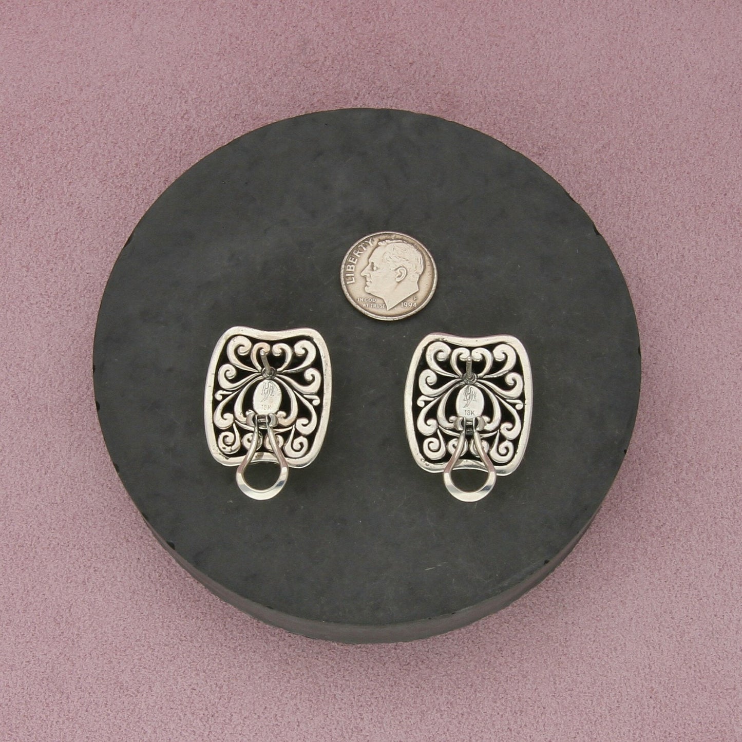 john hardy sterling silver & 18k gold jaisalmer collection omega back earrings