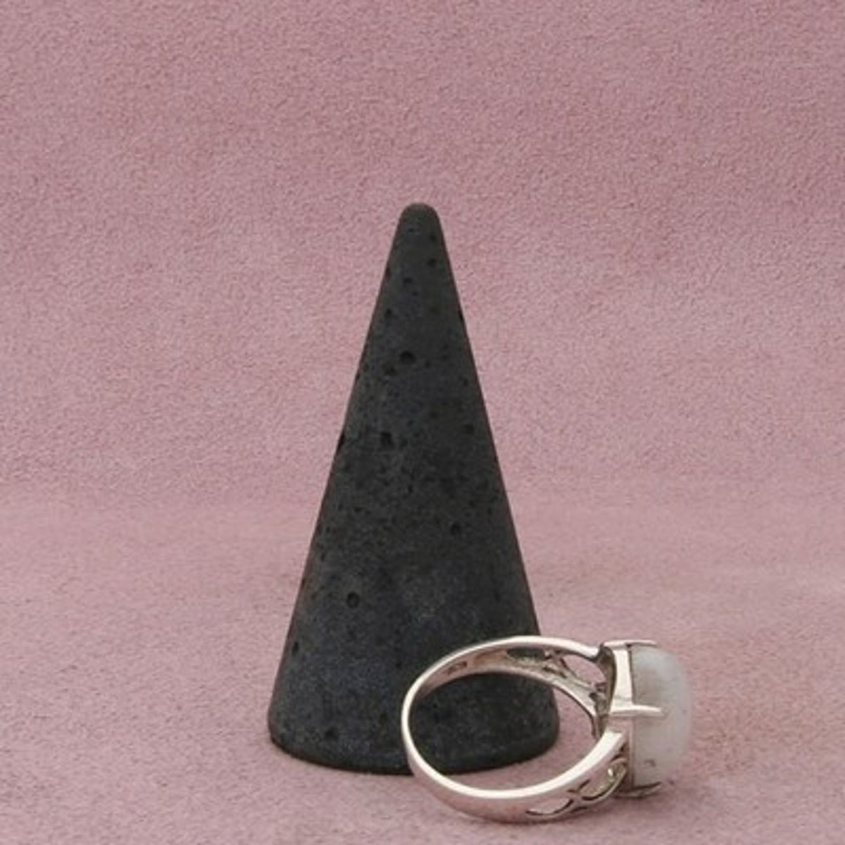 Sterling Silver Moonstone Cabochon Ring Size 6.75