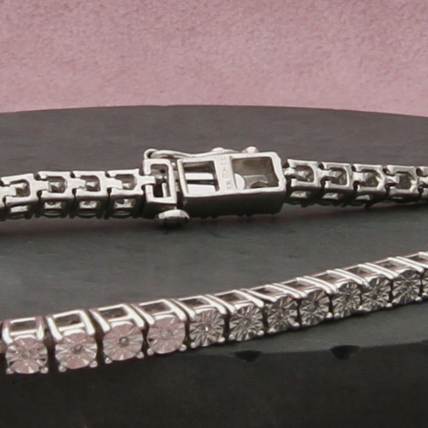sterling silver diamond accent tennis bracelet size 8.25in