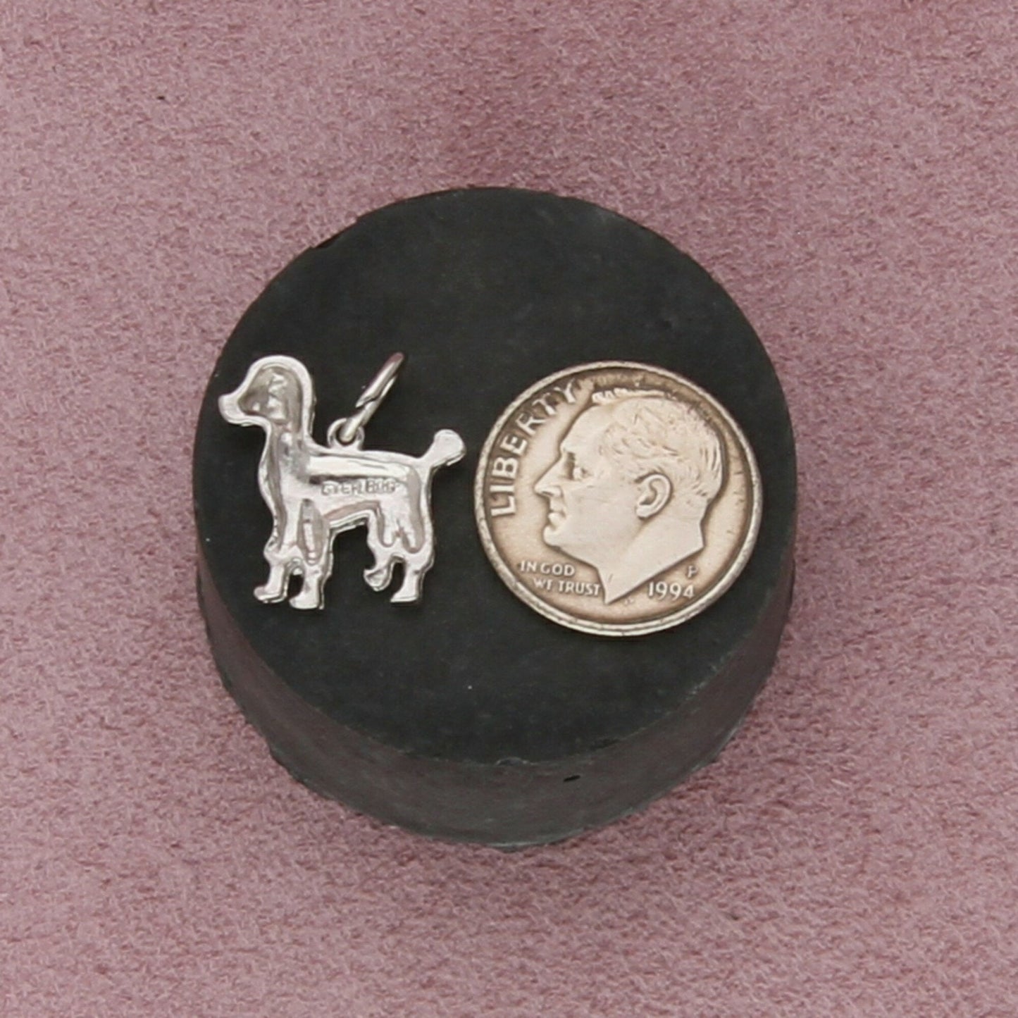 sterling silver vintage poodle dog charm pendant