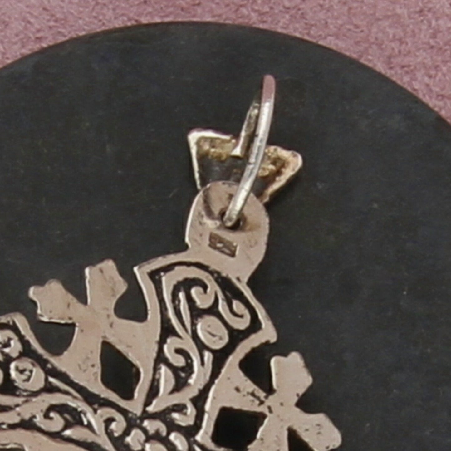 sterling silver vintage green crusaders cross pendant