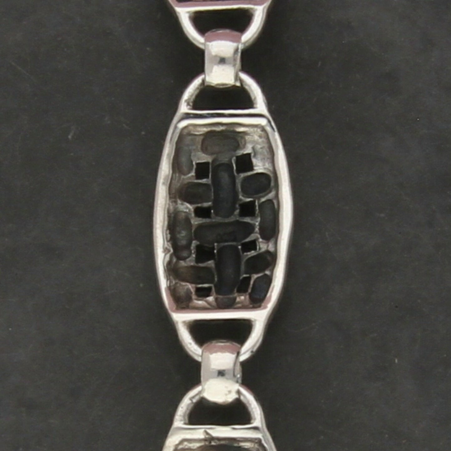 sterling silver vintage woven link toggle bracelet size 7.25in