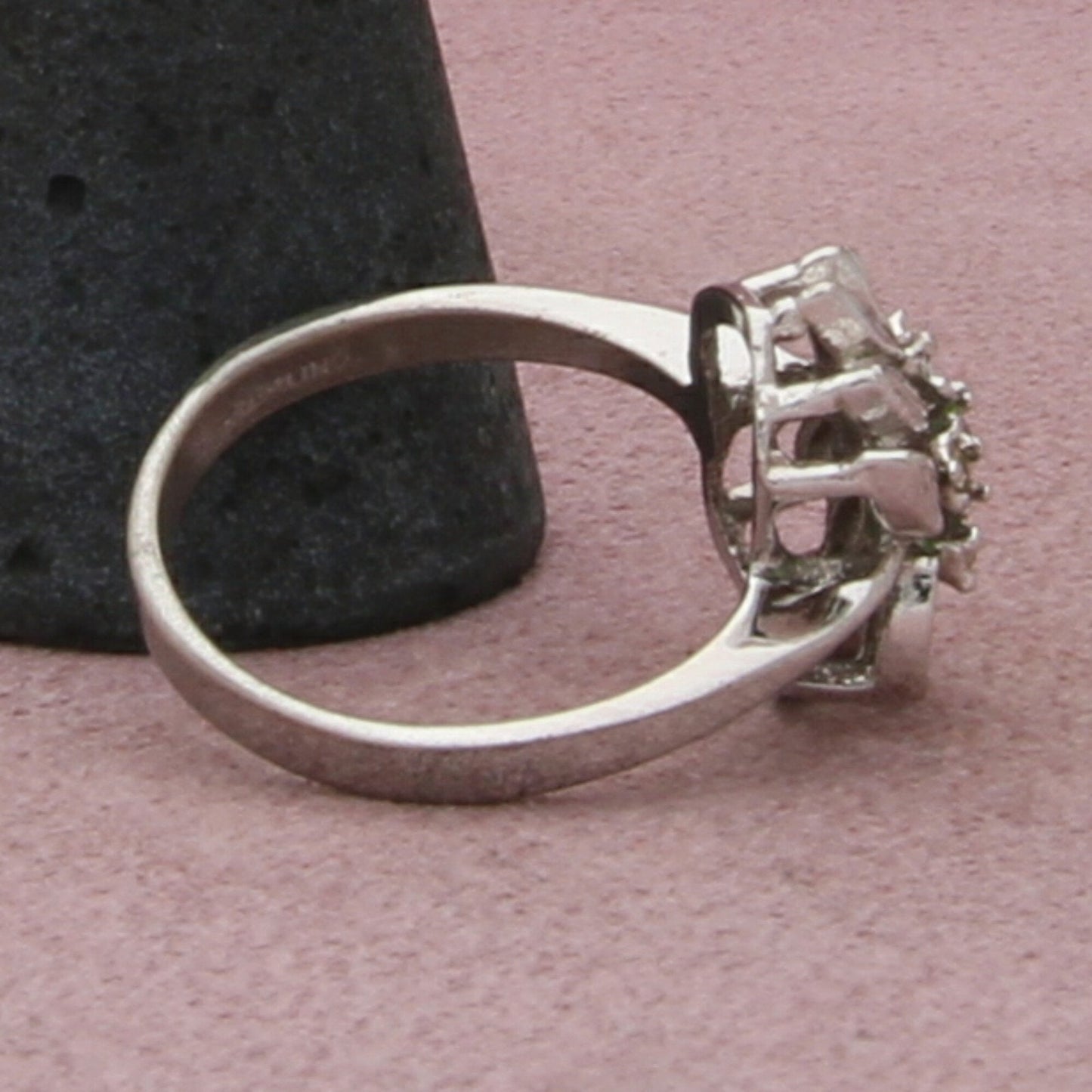 sterling silver vintage art deco paste stone cluster ring size 8.75